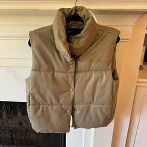 Zara faux leather puffer vest. Size Large